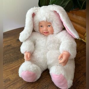 Vintage Anne Geddes Bunny Baby Doll Plush Collectible Nursery Decor